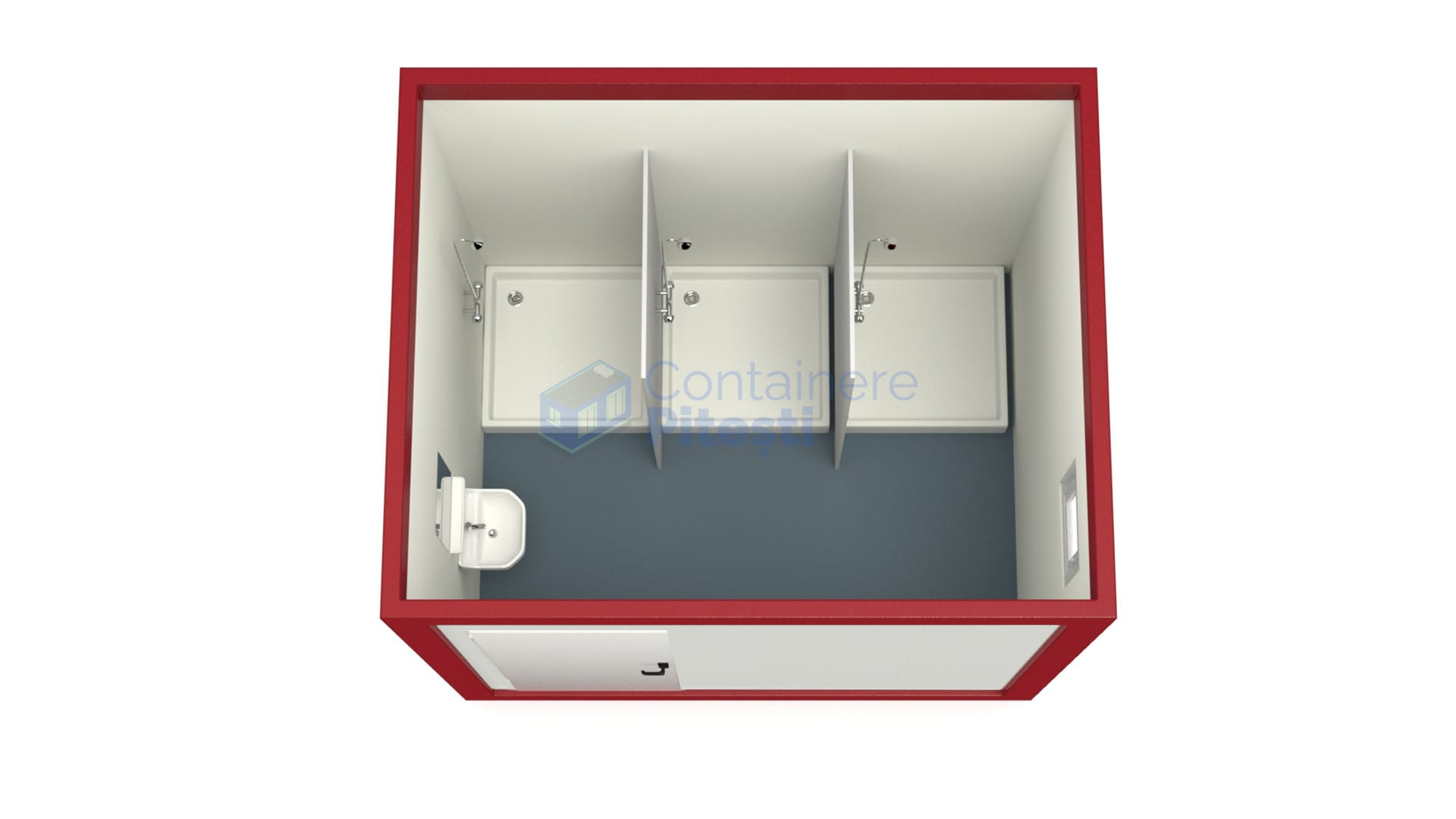 container sanitar pitesti 3metri 3dusuri rosu