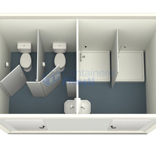 container sanitar pitesti 4metri 2dusuri 2wc alb