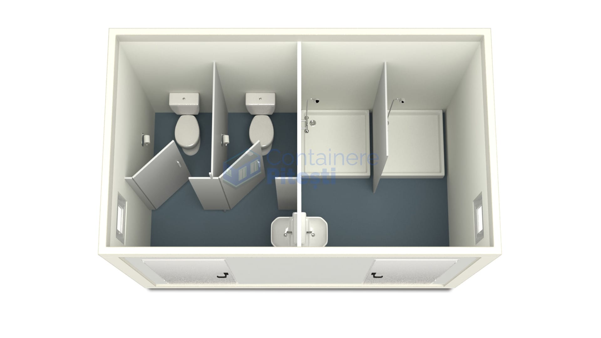 container sanitar pitesti 4metri 2dusuri 2wc alb