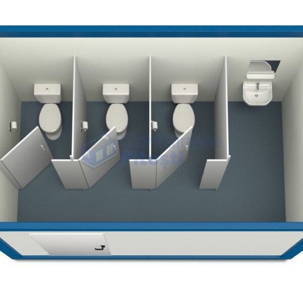 container sanitar pitesti 4metri 3wc albastru