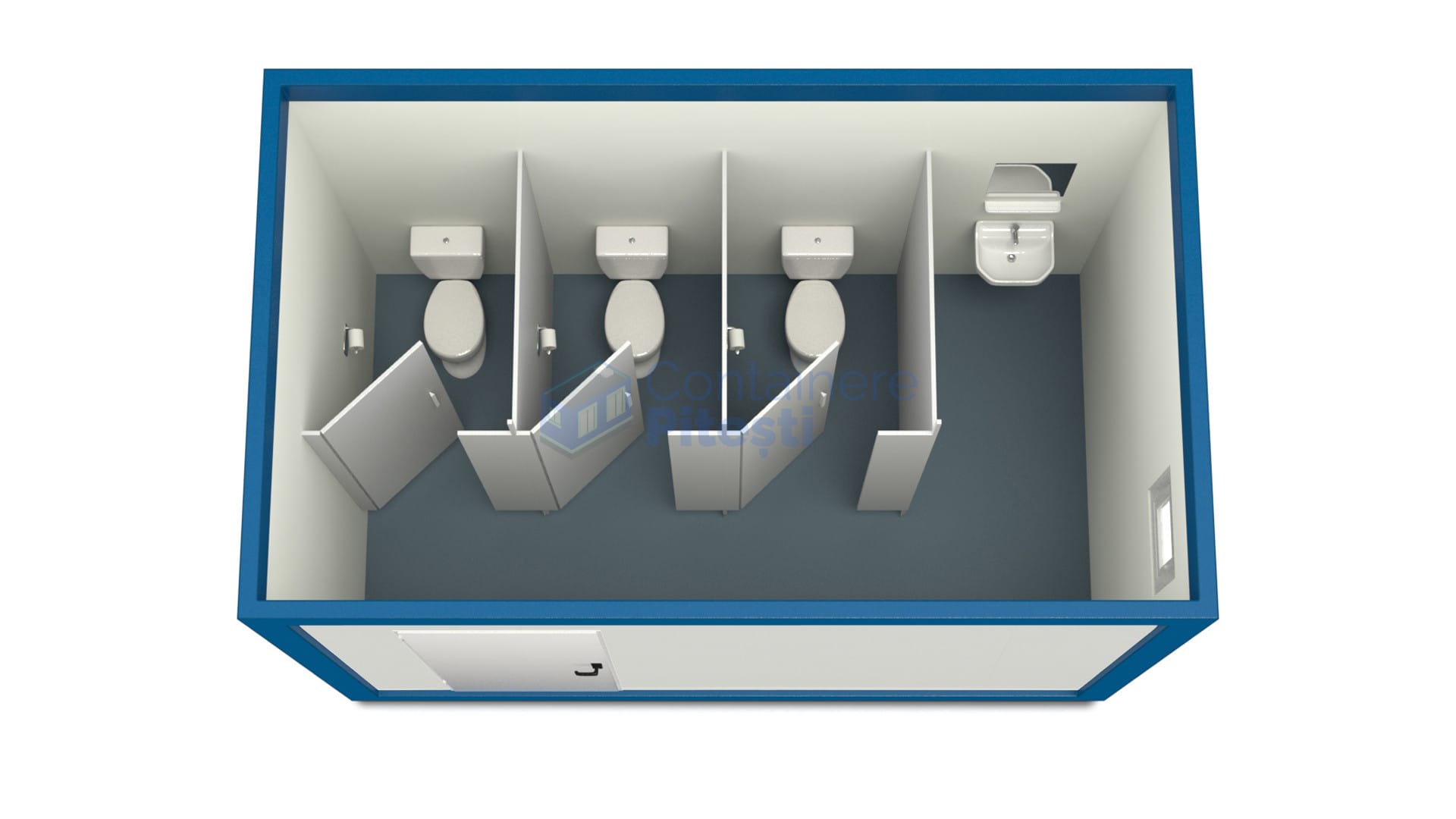 container sanitar pitesti 4metri 3wc albastru