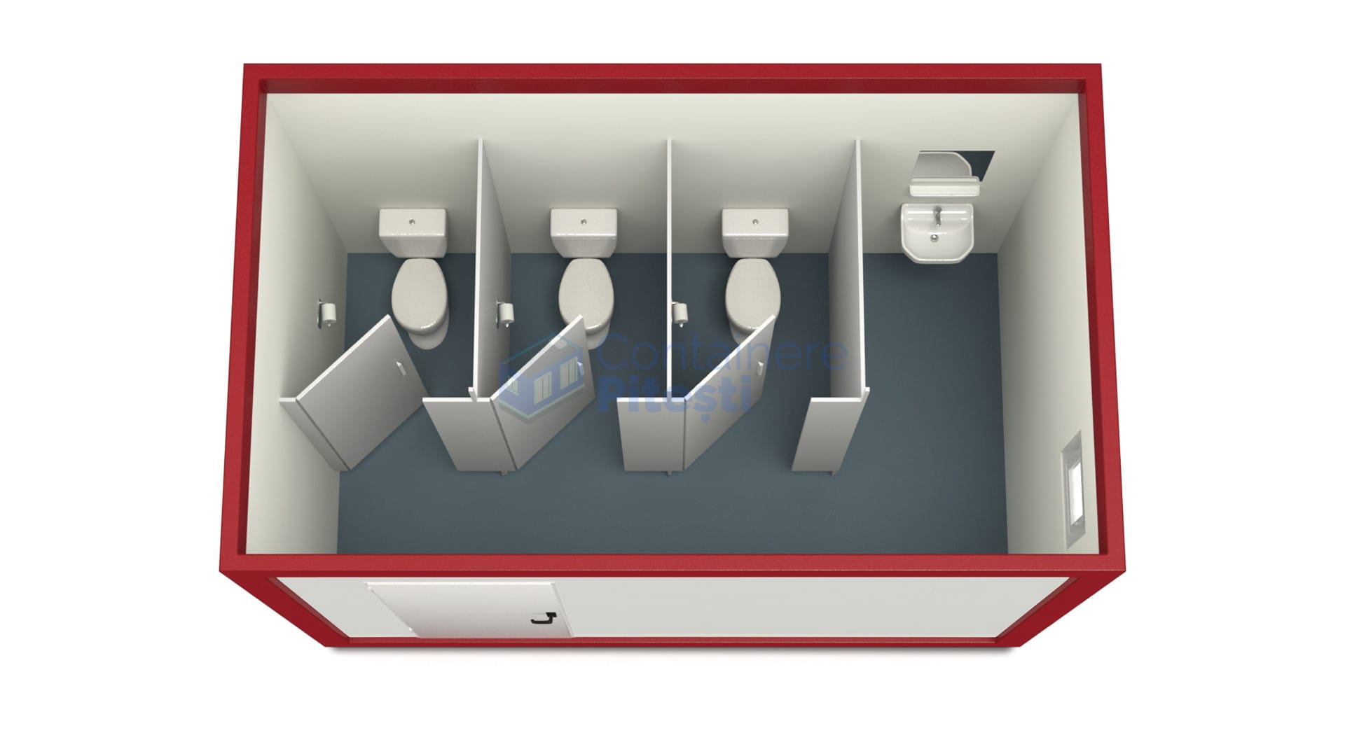 container sanitar pitesti 4metri 3wc rosu