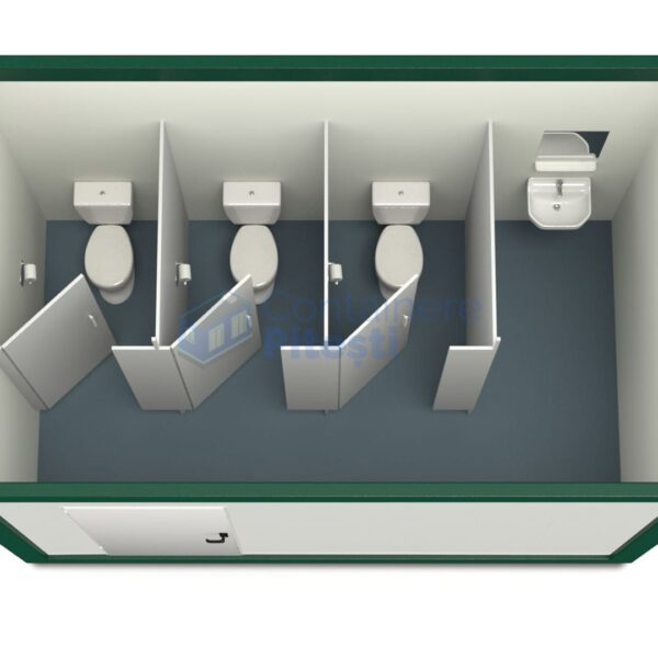 container sanitar pitesti 4metri 3wc verde