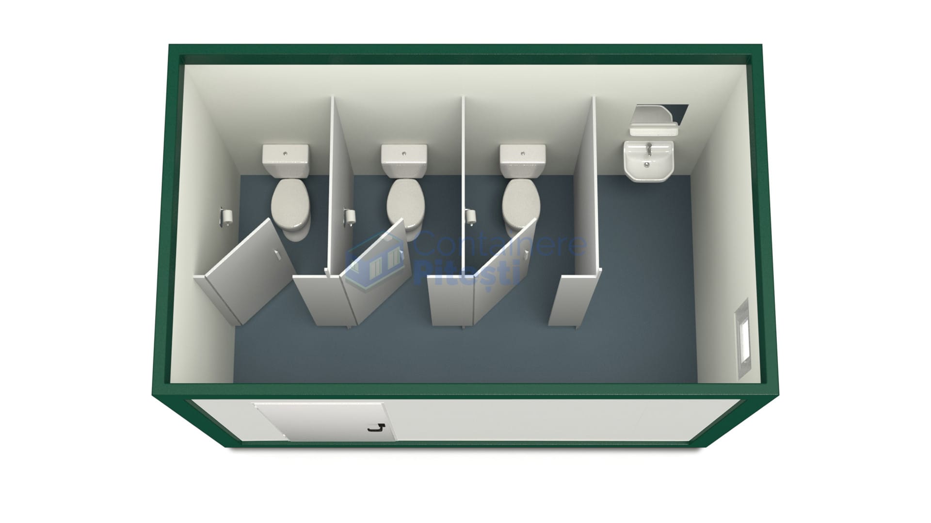 container sanitar pitesti 4metri 3wc verde