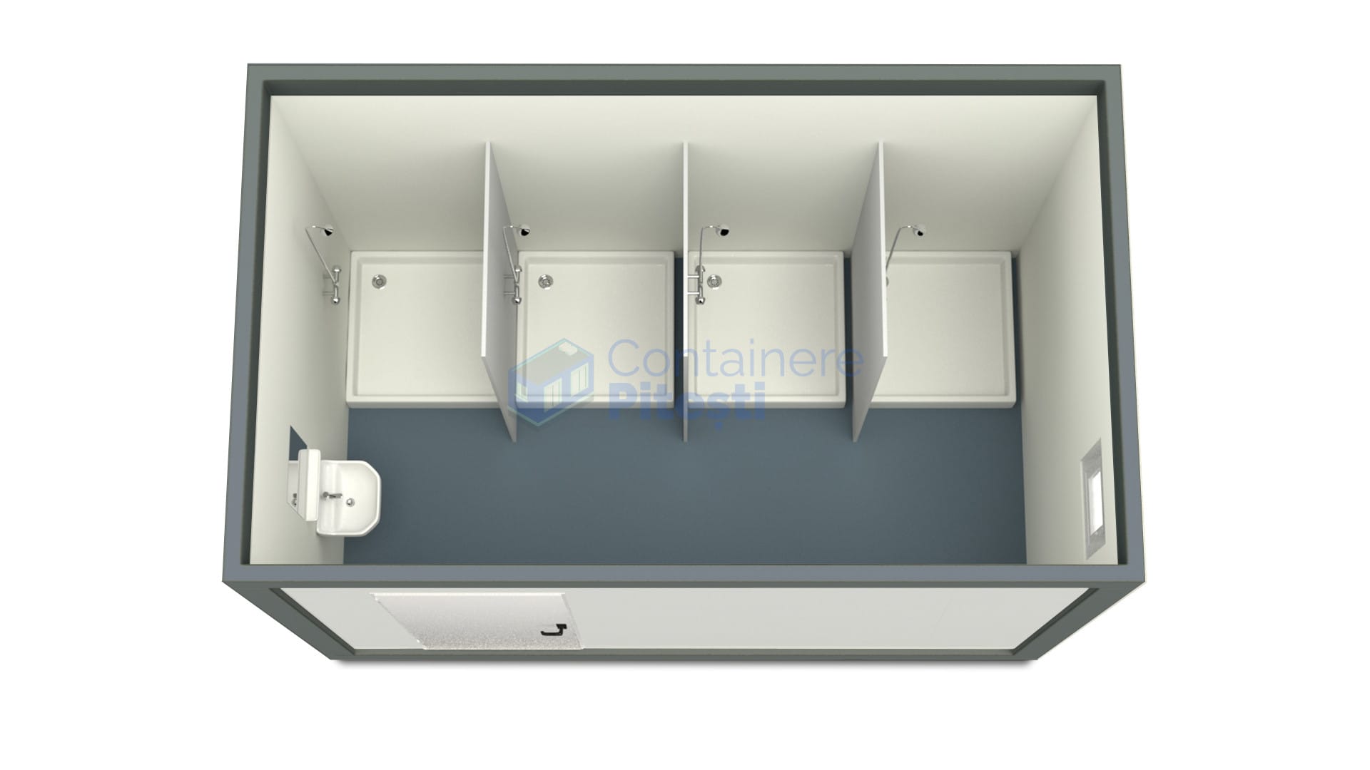 container sanitar pitesti 4metri 4dusuri gri