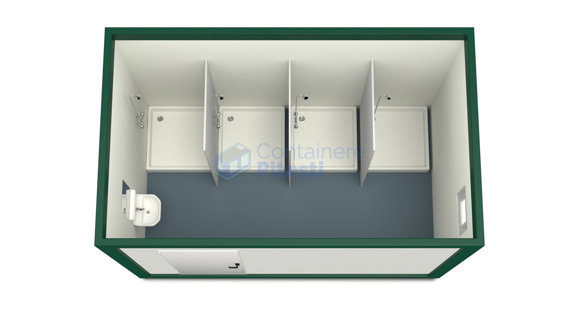 container sanitar pitesti 4metri 4dusuri verde