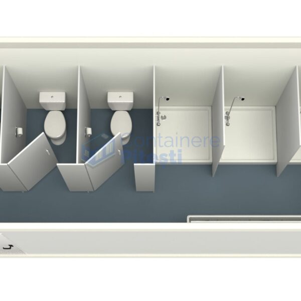 container sanitar pitesti 6metri 3dusuri 3wc alb