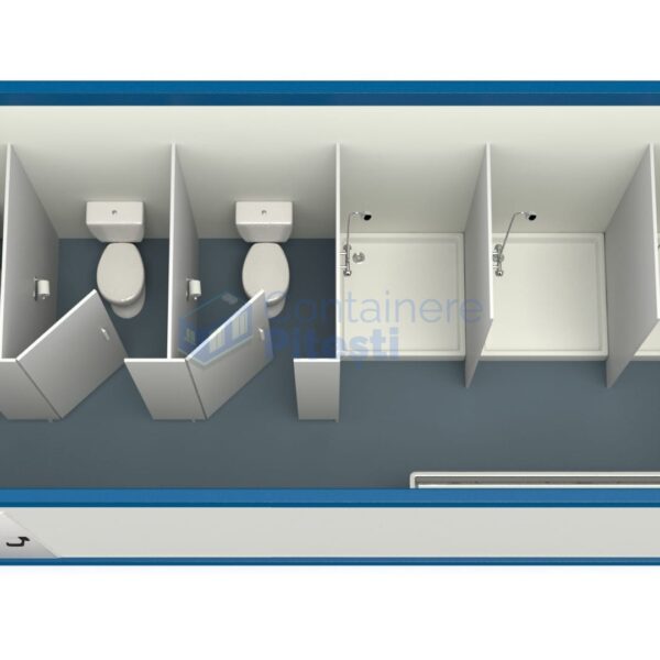 container sanitar pitesti 6metri 3dusuri 3wc albastru