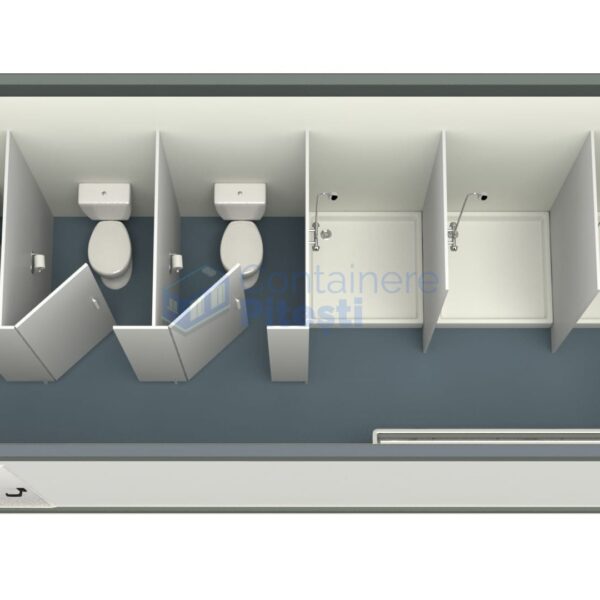 container sanitar pitesti 6metri 3dusuri 3wc gri