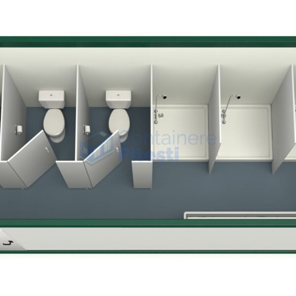container sanitar pitesti 6metri 3dusuri 3wc verde