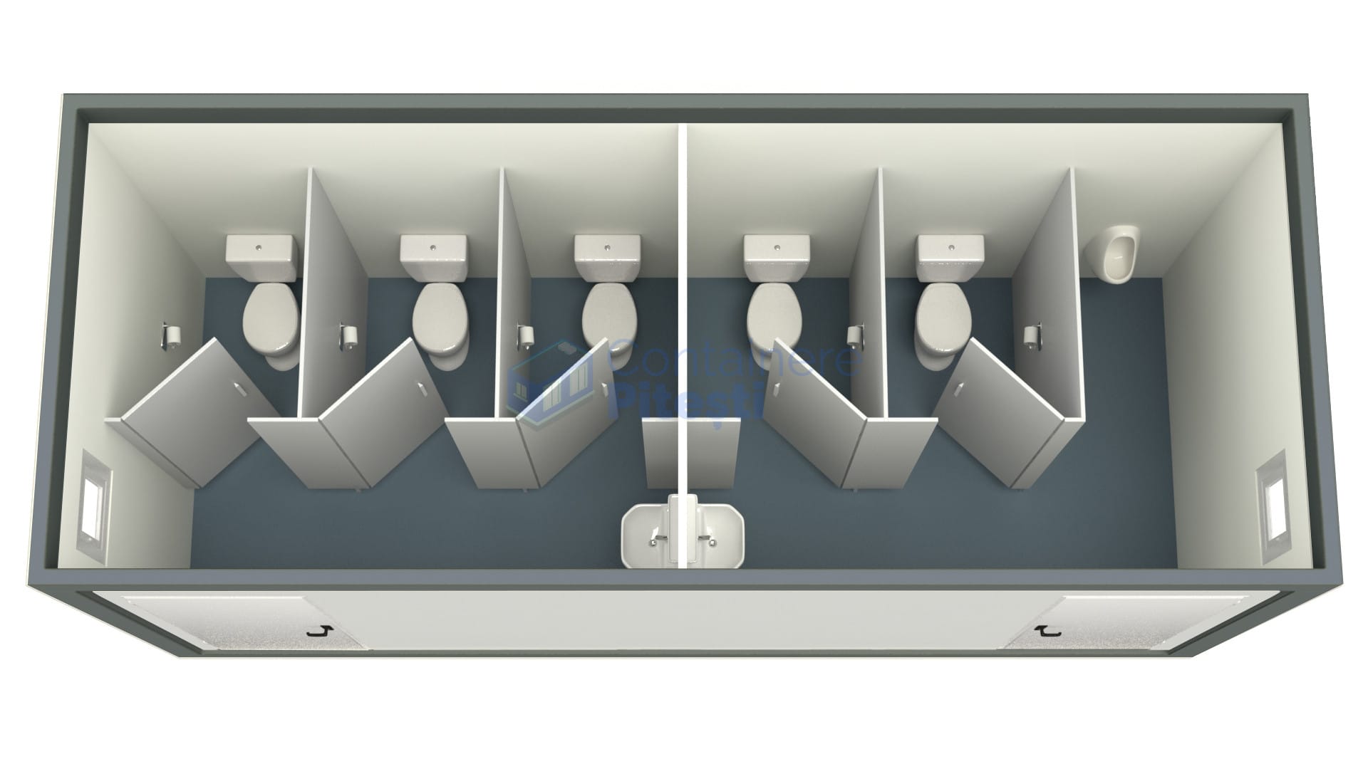 container sanitar pitesti 6metri 5wc gri